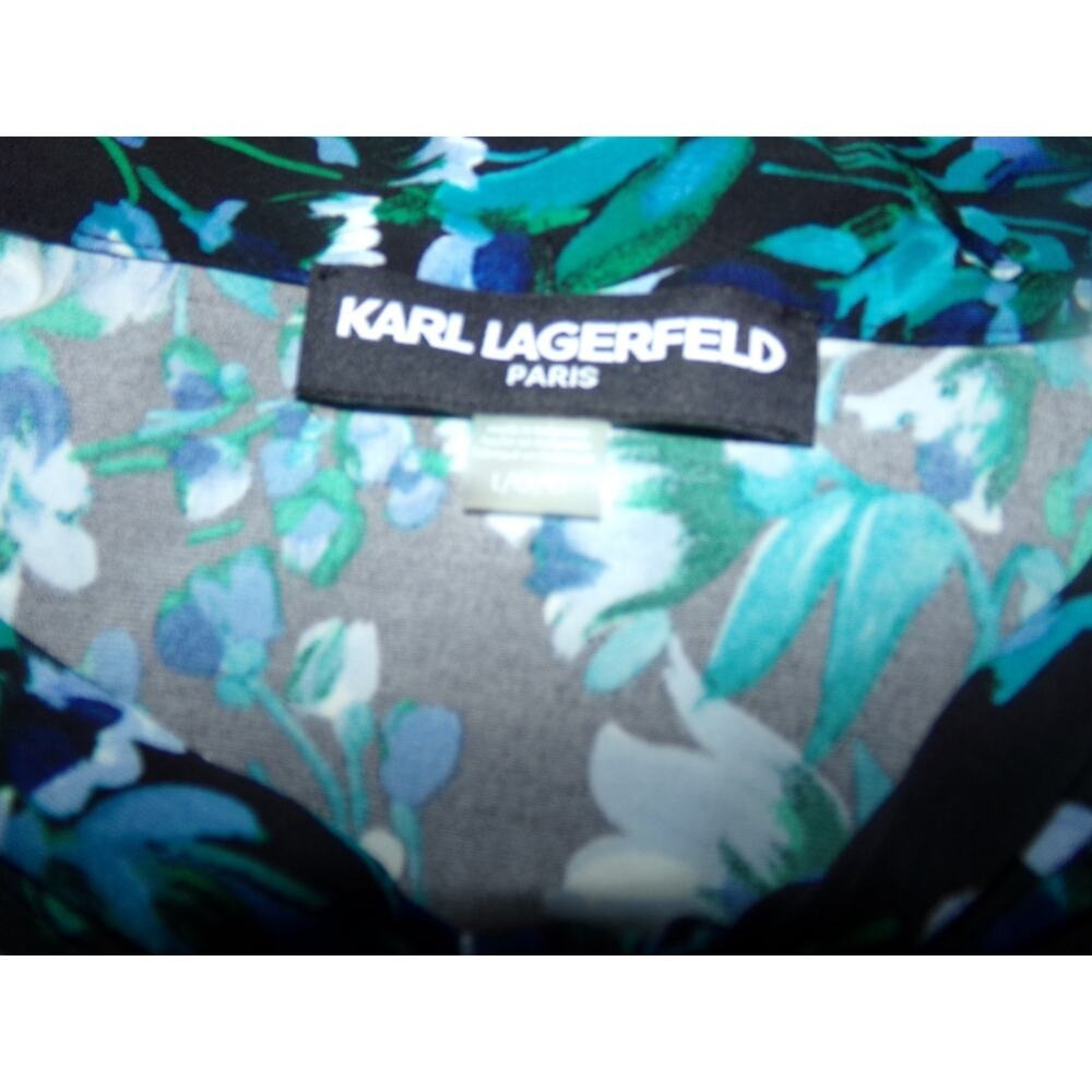Karl Lagerfeld Paris knit tie v neck top L Excellent Loose fit Vintage - Picture 6 of 6